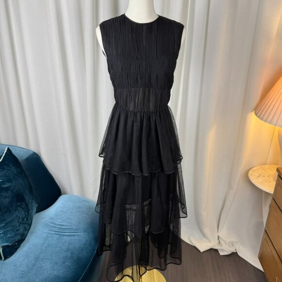 Jonathan Simkhai Dresses & Skirts - Johnathan Simkhai Tiered Tulle Plisse Midi Dress size 4